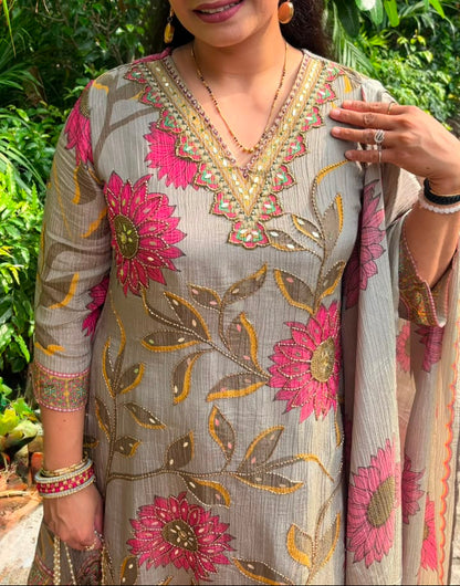 "NAAZ"- Hand-Work Sharara Luxe Suit Set